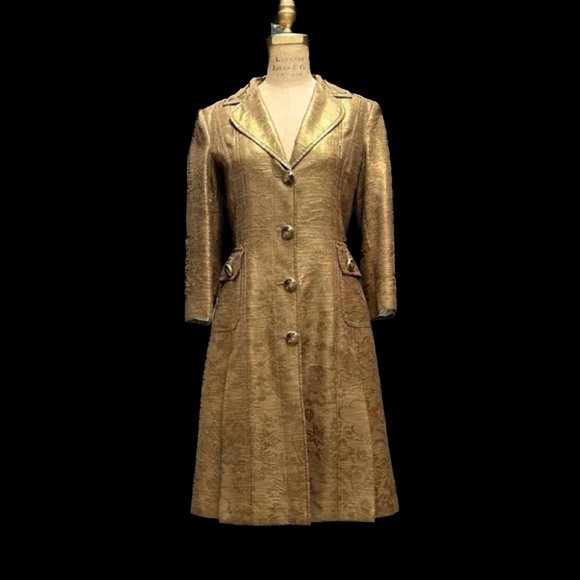 Auc Dolce Gabbana Gold Brocade Floral Coat IT 38 - Picture 3 of 16